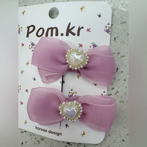 Lavender Tulle Bow Hair Clips (2pcs) - Picture 2 of 2